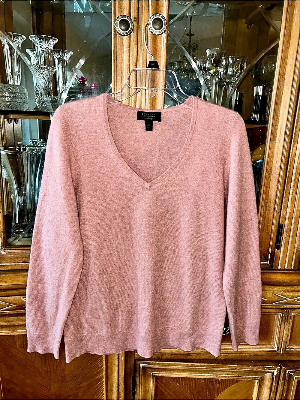 Cashmere Charter Club Collection Cashmere V-Neck Sweater in Pink Size Large